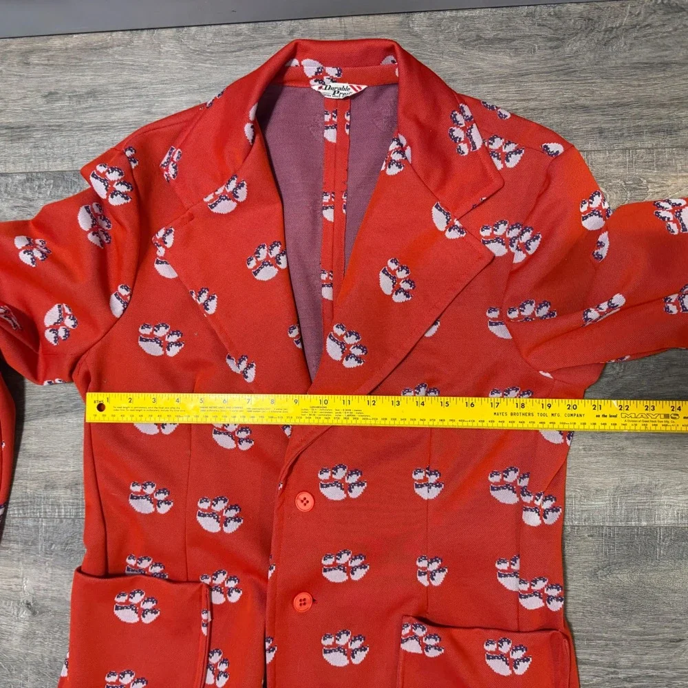 Vintage 70s Mens Clemson Tigers‎ AOP Blazer Jacket Groovy Medium/Large